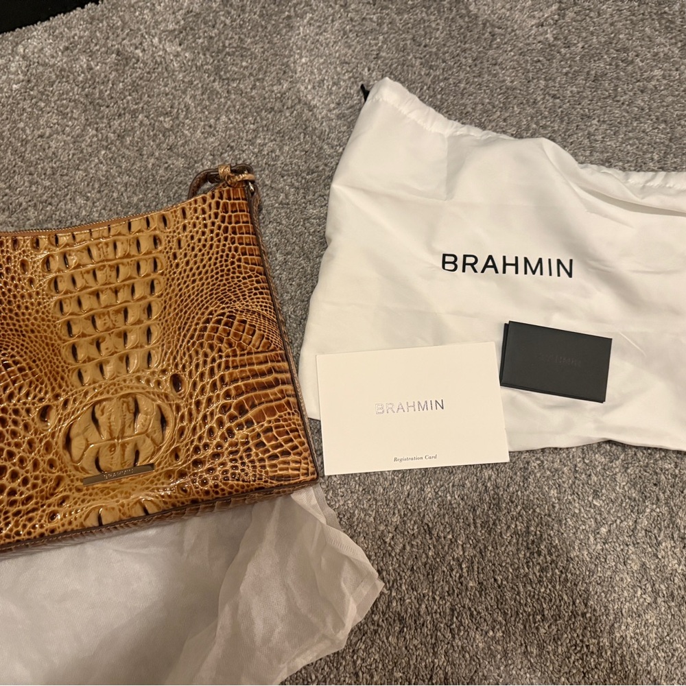 Brahmin Brown Crocodile Embossed Handbag